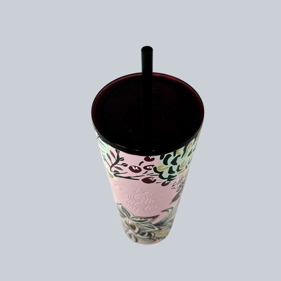 Starbucks Pink Enchanted Forest Cup Stainless Steel Glitter Cold Tumbler 24oz - Picture 5 of 6
